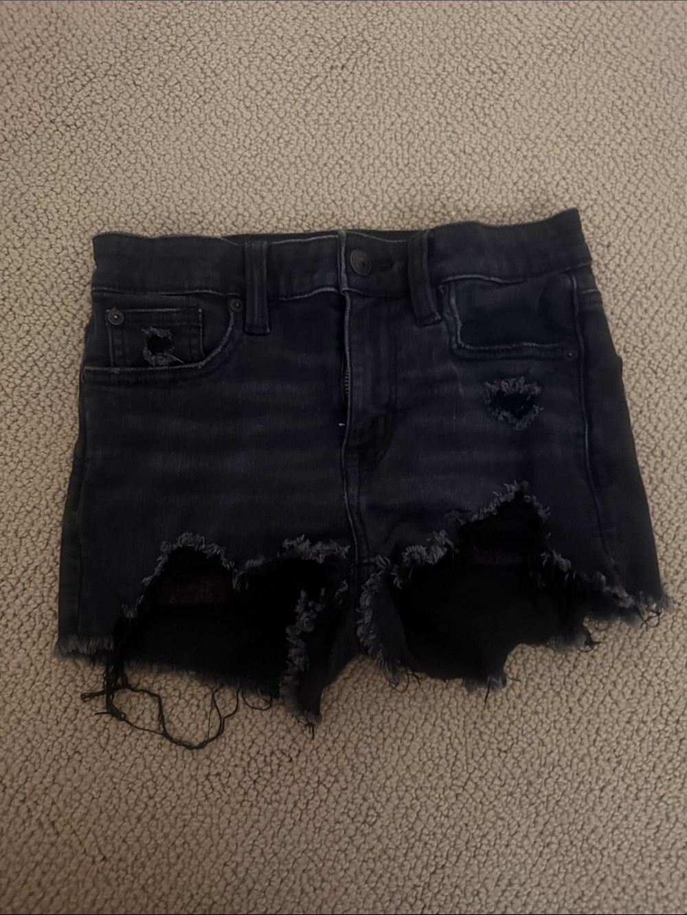 American eagle micro mini y2k Black Distressed Jean Denim Shorts size 00